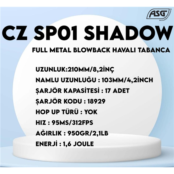 ASG CZ SP-01 SHADOW Havalı Tabanca BLOWBACK